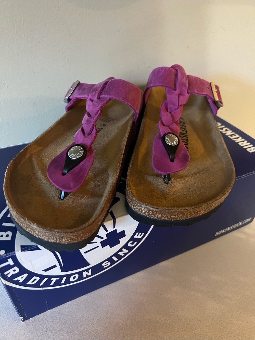 Birkenstock Gizeh Purple Braided Thong Sandals 36 US size ladies 5